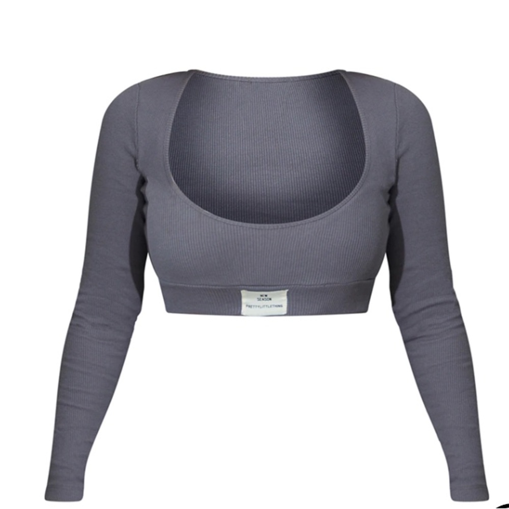 Rib New Season Badge Long Sleeve Crop Top